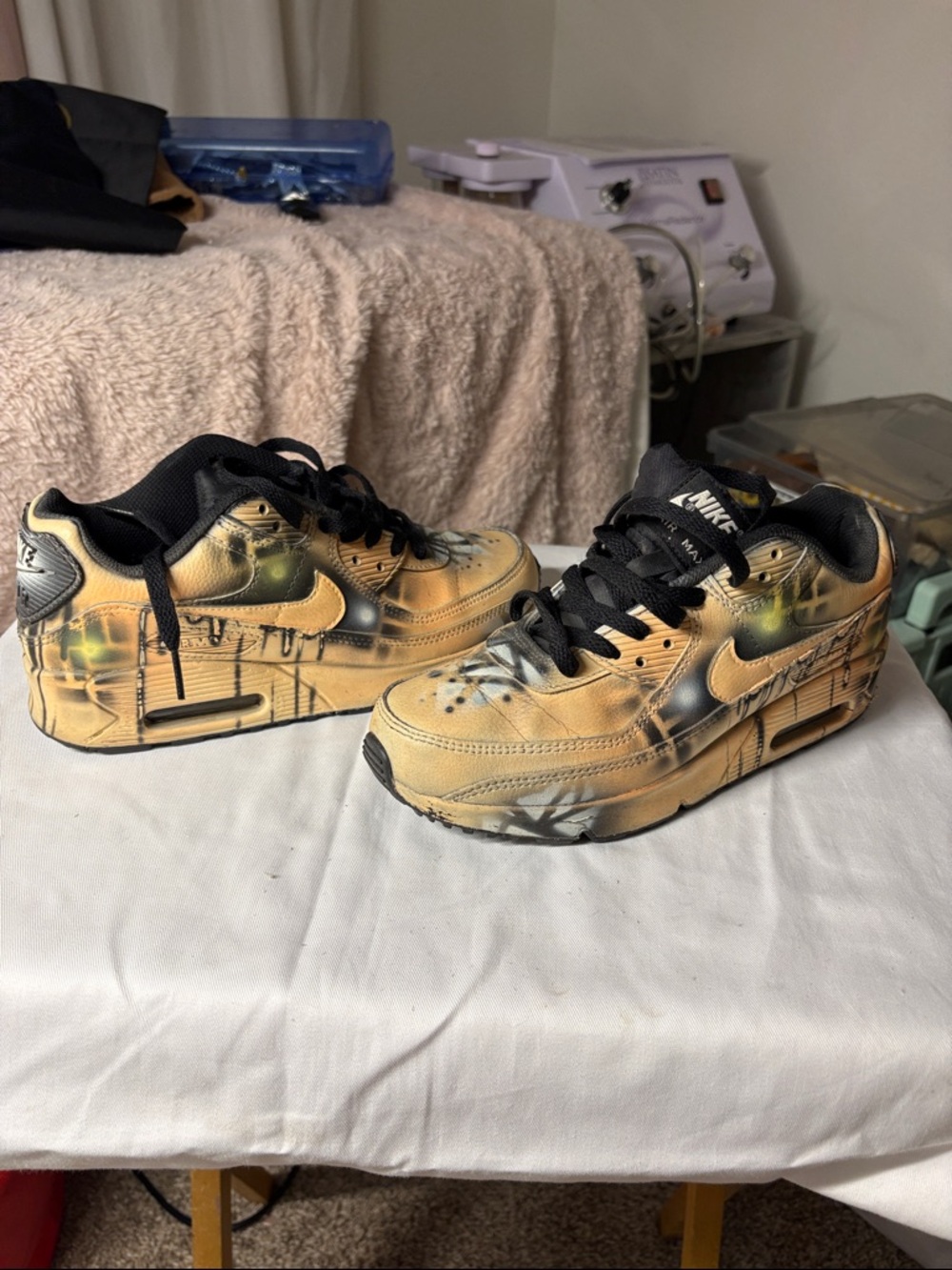 Nike Air Max Custom Graffiti Sneakers - Yellow, Black
